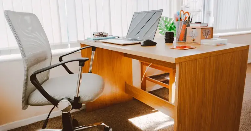 Clean organized home office workspace