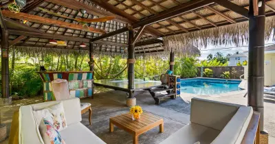 Lakeside vacation property with patio and outdoor space