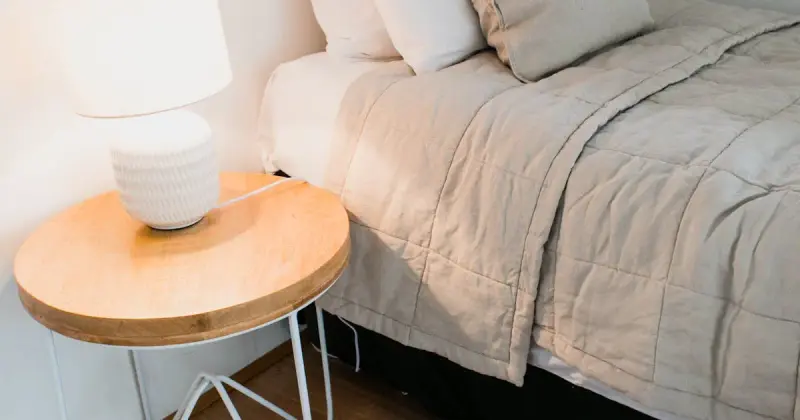 Minimal and organized master bedroom with cozy neutral decor