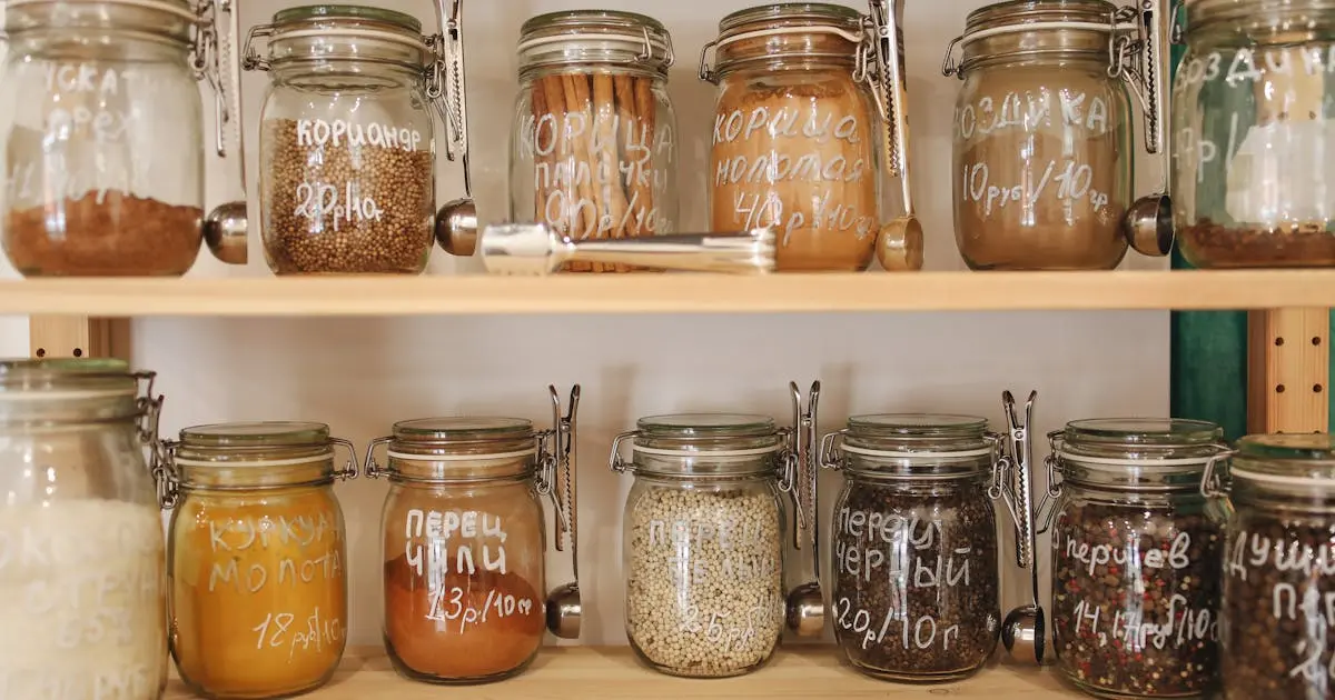 A neatly organized kitchen counter with various food storage containers.