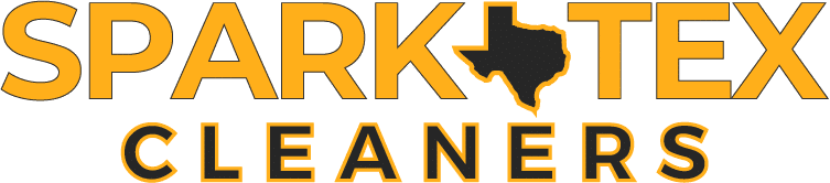 Spark Tex Cleaners logo with Texas map