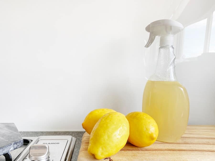 Lemons and homemade cleaning spray. Natural cleaning for your Magnolia, TX Airbnb.